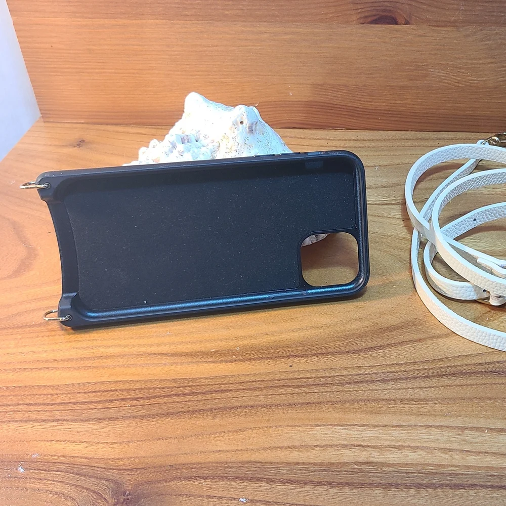 Bandolier Hailey Ivory Leather With Gold Phone Case with Cross Body Strap